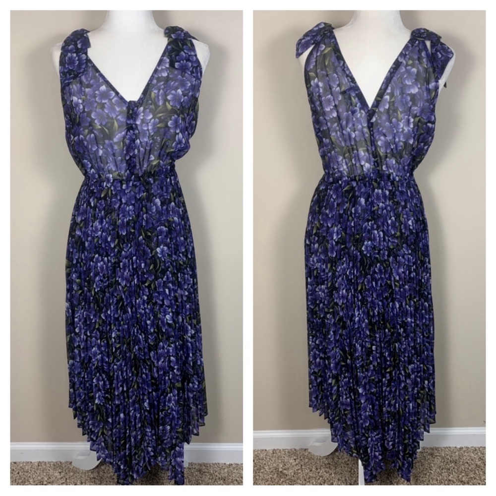 The Kooples Hortensia Floral Chiffon Pleated Maxi Dress - Picture 2 of 13
